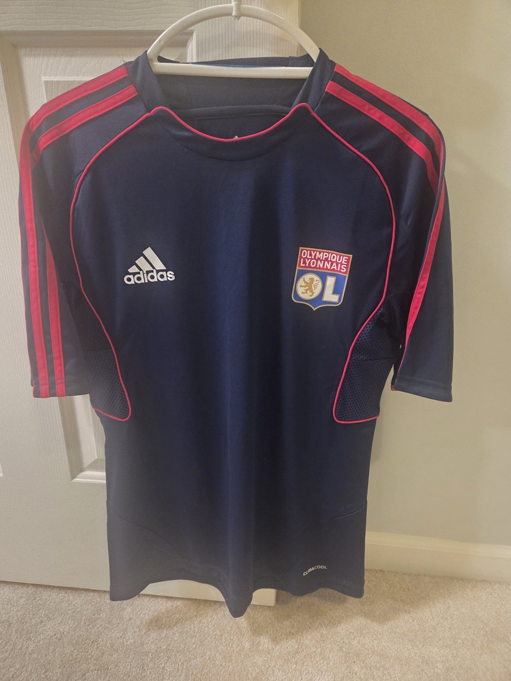 adidas Navy and Pink Olympique Lyonnais Mens Jersey